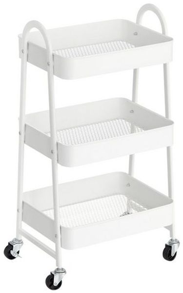Songmics Servierwagen, Küchenwagen mit Griffen, 2 Bremsen, weiß