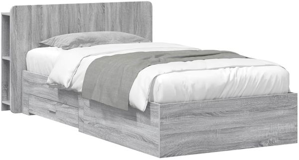 vidaXL Bettgestell mit Stauraum Grau Sonoma 80 x 200 cm Holzwerkstoff 3433704 Bild 2