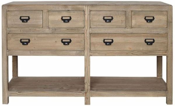 Casa Padrino Landhausstil Massivholz Sideboard mit 6 Schubladen Naturfarben 150 cm