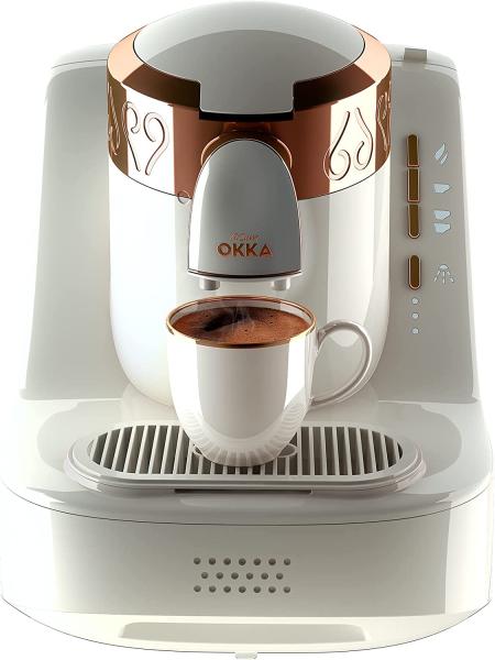 Türkische Kaffeemaschine, Kaffeekanne 2 Tassen Fassungsvermögen Direktbefüllung Automatische Brühstufenerkennung Patentierte Kochtechnologie Selbstreinigung 710W Weiß