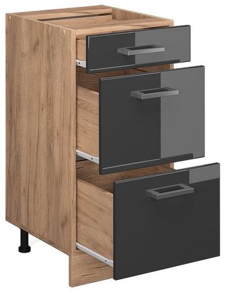 Vicco Küchenschrank Küchenzeile R-Line, Anthrazit Hochglanz, Schubladenunterschrank 40 cm, ohne AP Bild 2