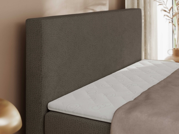 Boxspringbett mit Multipocket-Matratze und Topper, Doppelbett, Struktur dekostoff, Polsterbett mit Bettkästen - JAGUAR - 200 x 200 cm - Braun Struktur - H3 Bild 4