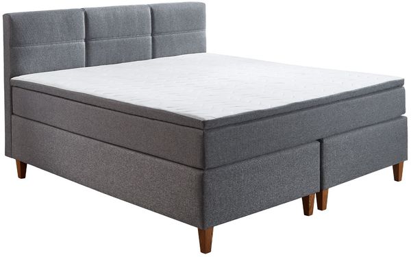 Boxspringbett Kansas / Kenora BX236, Mikrofaser, Grau, 140 x 110 x 213 cm