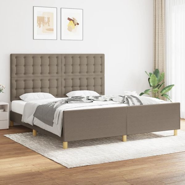 Doppelbett mit Kopfteil Stoff Taupe 180x200 cm