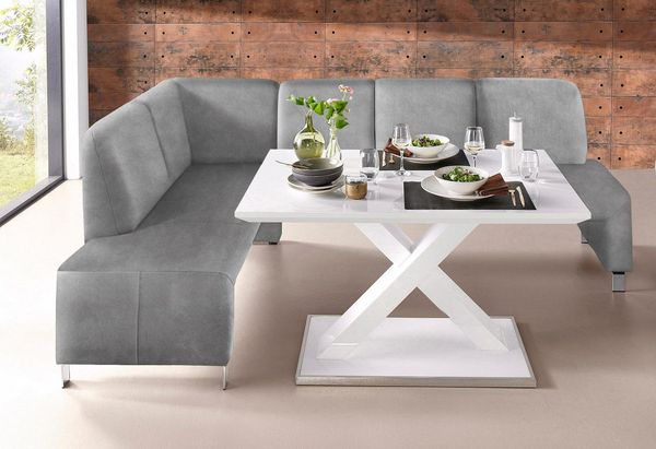 exxpo - sofa fashion Eckbank Intenso, viele Bezugsstoffe Cord, Leder, Struktur 244/157 cm (B/T), hohe Bodenfreiheit, frei im Raum stellbar, hoher Sitzkomfort