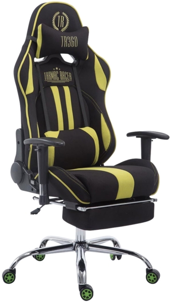 CLP Racing Gaming Bürostuhl Limit V2 Stoff höhenverstellbar und drehbar,schwarz/grün mit Fußablage