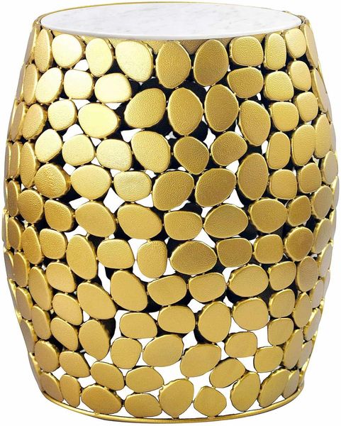 Design Beistelltisch rund 40cm aus Aluminium gold & weißer Marmor Tischplatte – Couchtisch Alu – Metall Wohnzimmertisch Dekotisch Handmade