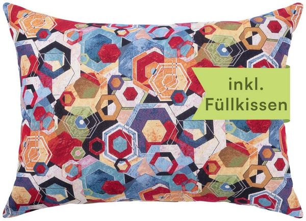 Selfitex Dekokissen XXL 60x80, inkl. Füllkissen, bunter Gobelin-Stoff, Sofakissen aus einer Baumwollmischung, für Bett und Couch.