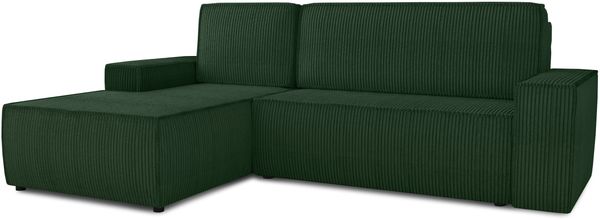Ecksofa Totti L mit Schlaffunktion und Bettkasten - Cord Stoff - L-Form Couch, Polstersofa, Schlafsofa, Sofagarnitur (Grün (Poso 014) Seite: Links) Bild 2