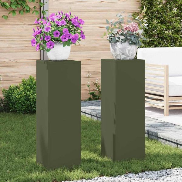 vidaXL Pflanzenständer 2 pcs Olivgrün 24 x 24 x 75 cm Stahl 865823