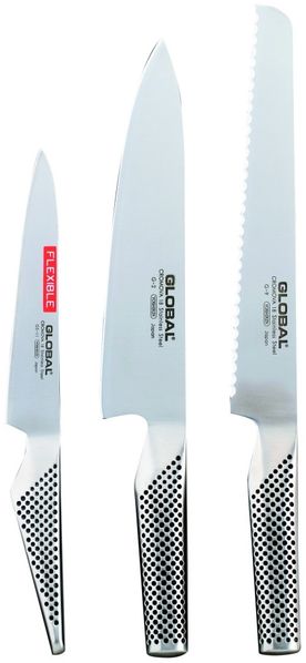 Global Kochmesser Set G-9211: Kochmesser + Brotmesser + kleines Filitiermesser