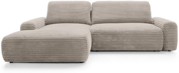 Goldstoff Ecksofa mit Schlaffunktion und Bettkasten, Cord Sofa - Modernes Schlafsofa, L-Form Schlafsofa mit Schlaffunktion und Bettkasten, moderner Cordstoff 2 Teile, pflegeleichtes Cordsofa mit Schlaffunktion in beige