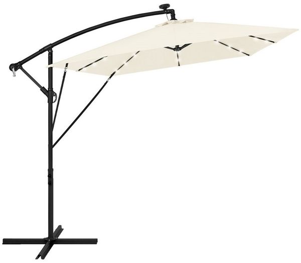 ML-DESIGN Sonnenschirm Ampelschirm mit/ohne LED Solar Ständer Abdeckung Windsicherung Ø330 cm, Gartenschirm UV50+ Sonnenschutz wasserabweisend 360° drehbar & neigbar