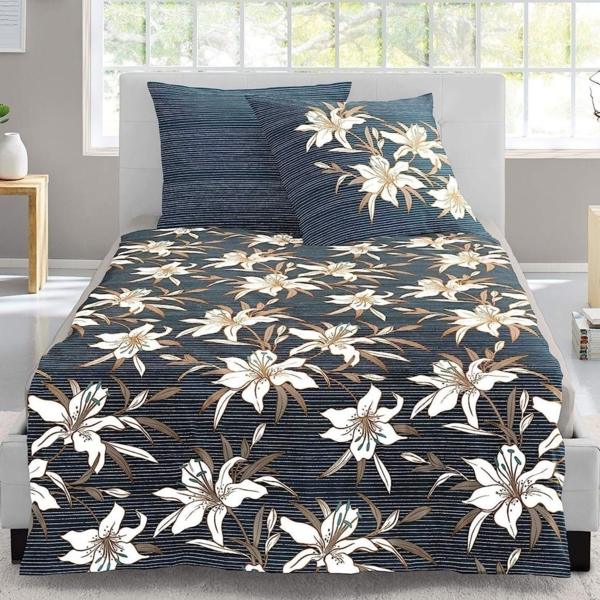 Irisette Mako Satin Bettwäsche Eos 8294-40 Lilien anthrazit 155x220