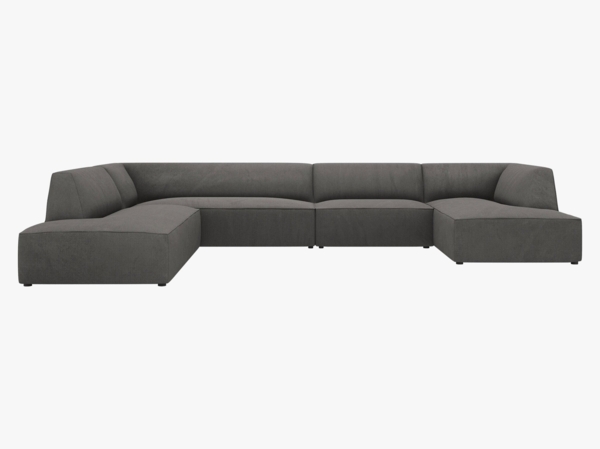 Micadoni Panorama-Ecksofa Ruby 7-Sitzer Links Kord Scala Dunkelgrau