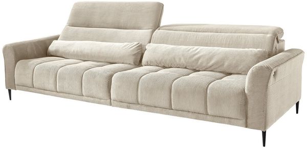 Massivart® Big-Sofa LOGAN Cord grün, beige, grau, rost 280 cm / 4-Sitzer, Sitztiefenverstellung / Kopfteilverstellung / Armlehnverstellung