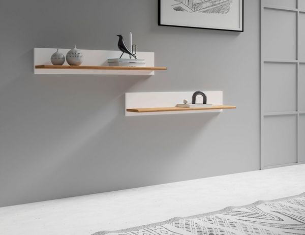 OTTO home Wandregal Ribe,2er Set,teilmassiv mit massiver Ablagefläche, Breite: je 90 cm, Set 2-tlg, Ablageflächen in Massivholz