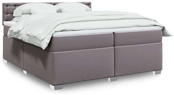 vidaXL Boxspringbett mit Matratze Grau 200x200 cm Kunstleder 3288438