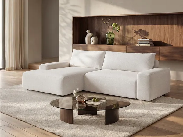 Vente-unique - DAVISO Sofa Stoff Beige - B 162 cm x H 87 cm x L 264 cm