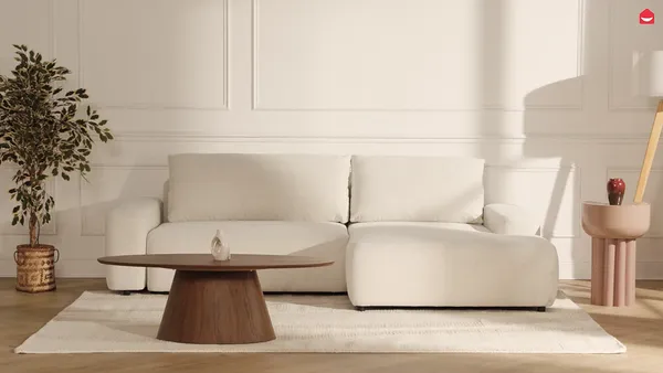 Vente-unique - DAVISO Sofa Stoff Beige - B 162 cm x H 87 cm x L 264 cm