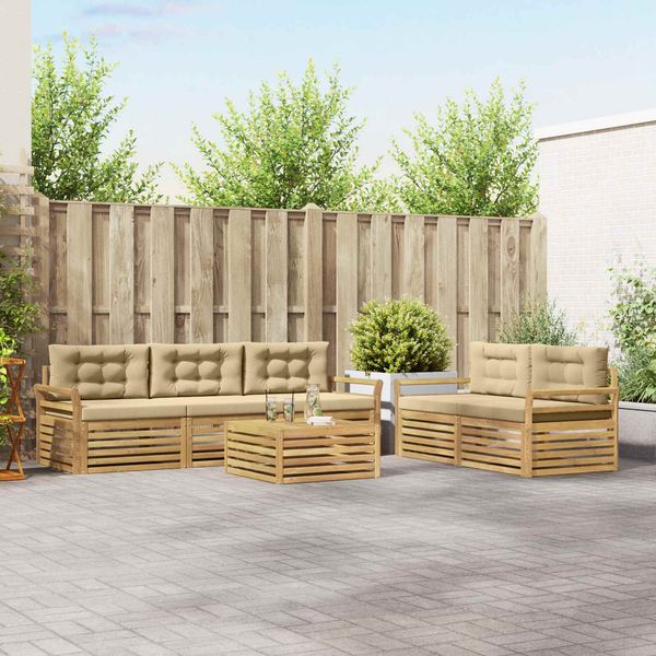 vidaXL Outdoor-Sofagarnitur 6 pcs Weiß und Beige 3390048