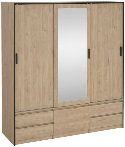 Dmora Großer Mehrzweckschrank Ljalkova, Multifunktionale Möbel, Schuhschrank, Besenschrank, 181x60 h200 cm, Eiche