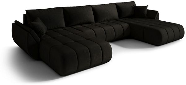 Kaiser Möbel Ecksofa TOKYO U PREMIUM im Veloursstoff Monolith,Schlaffunktion und Bettkasten, Ecksofa U-Form, U-Form,Wasserabweisender Veloursstoff Monolith