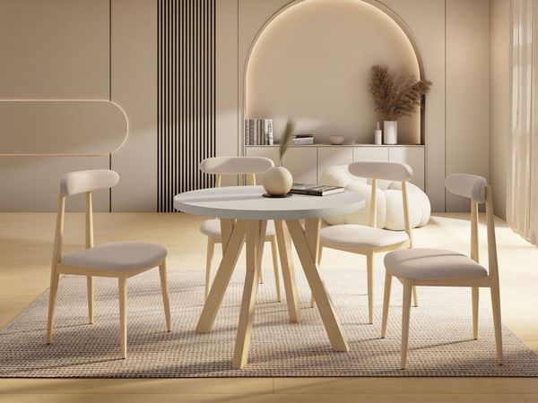 WFL GROUP Esstisch Avero ausziehbar rund modern mit Holzbeinen (MADE IN EU, vier Größen – 80/90/100/100 cm, ausziehbar auf 160/190/140/200 cm), platzsparender Tisch für kleine Küche, Esszimmer oder Wohnzimmer