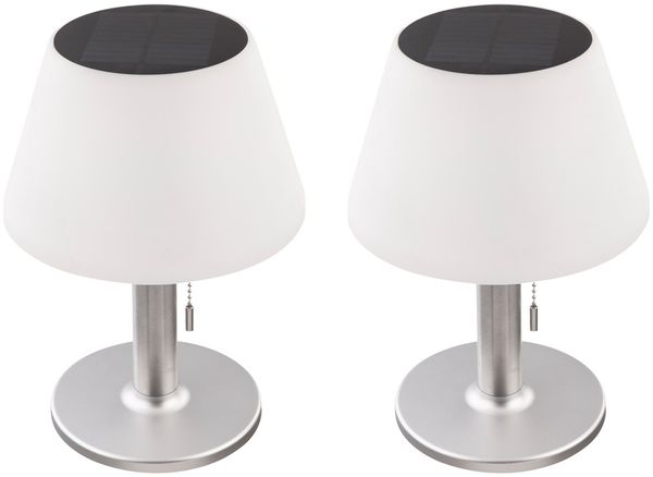 2er Set LED Solar Tischleuchte, Kunststoff, weiß, Höhe 28 cm