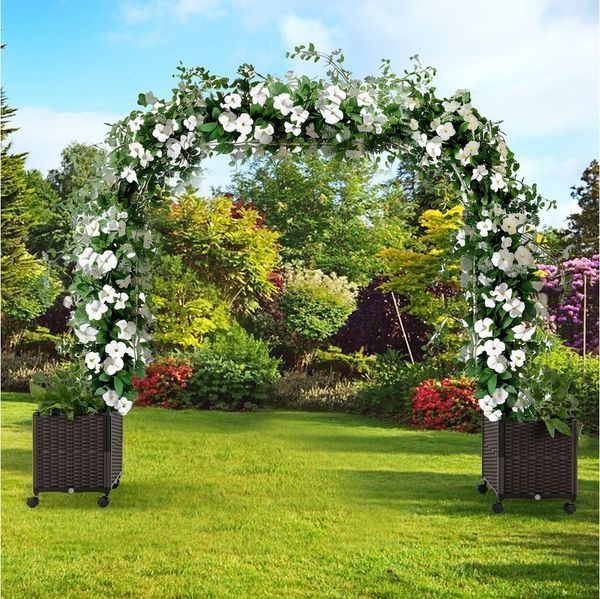 KOMFOTTEU Blumenkasten, Gartenbogen Rosenbogen mit Pflanzkästen, 288 x 40 x 202 cm