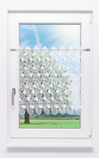 Scheibengardine Plauener Spitze - Kieselsteine (Bx H) 160cm * 60cm weiß