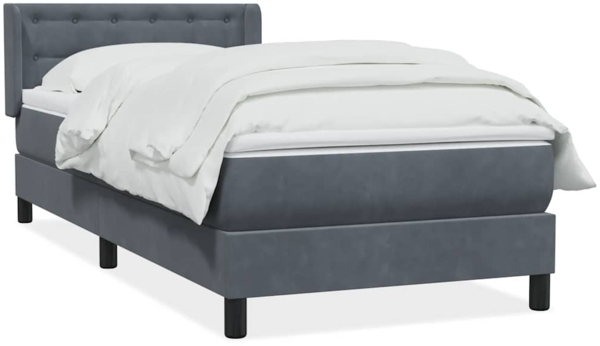 vidaXL Boxspringbett mit Matratze Dunkelgrau 90x220 cm Samt 3318478