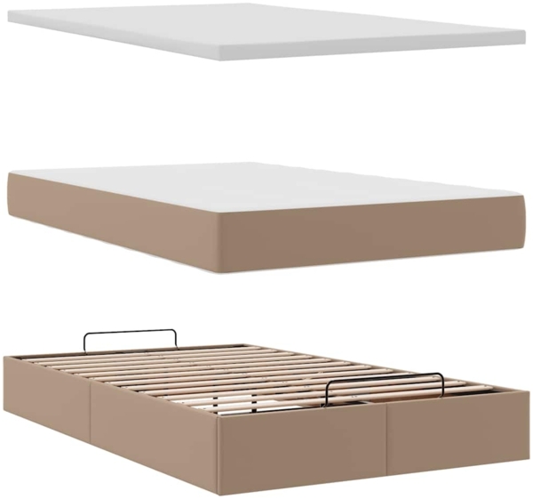 vidaXL Ottoman-Bett mit Matratze Cappuccino-Braun 120x190cm Kunstleder 3312995 Bild 7