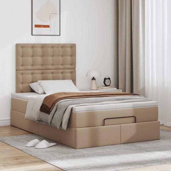 vidaXL Ottoman-Bett mit Matratze Cappuccino-Braun 120x190cm Kunstleder 3312995 Bild 2