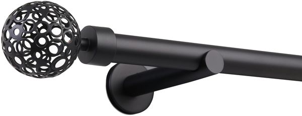 Deco-Raum® Deco-Raum Gardinenstange 25mm 1-läufig Kugel | Länge: 290cm | Material: metall | Farbe: Schwarz-matt
