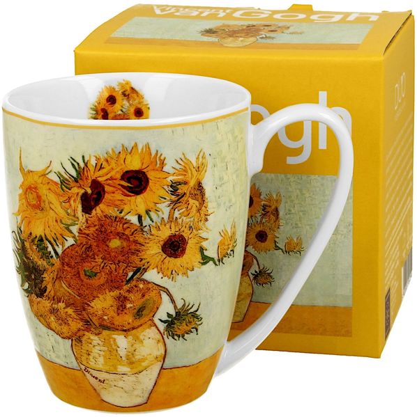 DUO ART GALLERY Klassischer Becher 360 ml SUNFLOWERS inspired by Van Gogh New Bone China Porzellan Bild 2