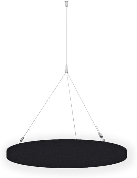 Rheinland Möbel FocusWall DAR05 – Runder Akustik-Deckenabsorber Ø 50 cm in Stofffarbe Sombrero inkl. Chrom-Stahlseilen - Made in Germany - Klasse A, Stoffbezug, schwer entflammbar