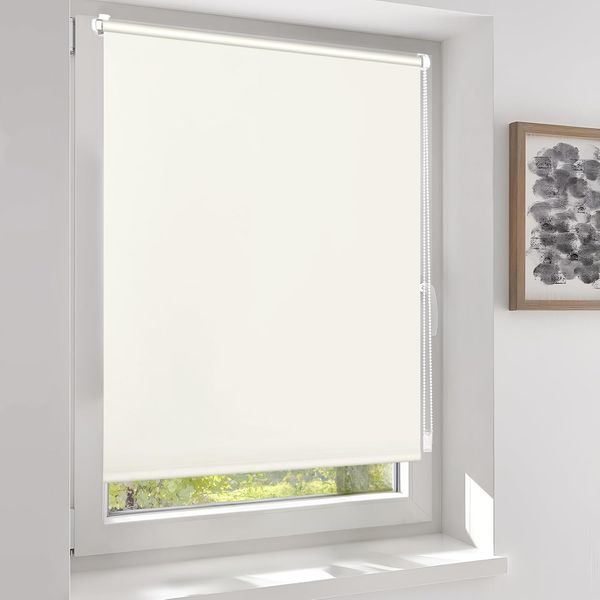 Sekey Seitenzugrollo Verdunkelung ohne Bohren Blickdicht Beige 100x130 cm