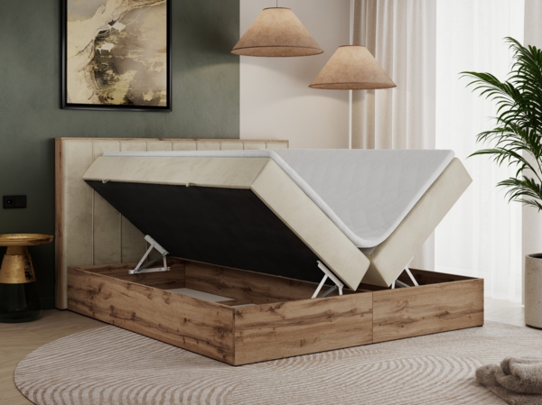 Boxspringbett, Schlafzimmerbett, Bettkasten - BELLISSIMO - 200 x 200 cm - Beige Velvet - H4 Bild 3