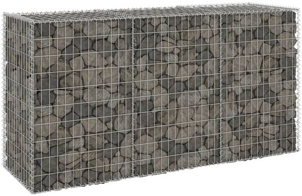 vidaXL Gabionenwand mit Abdeckung Verzinkter Stahl 200x60x100 cm 147815