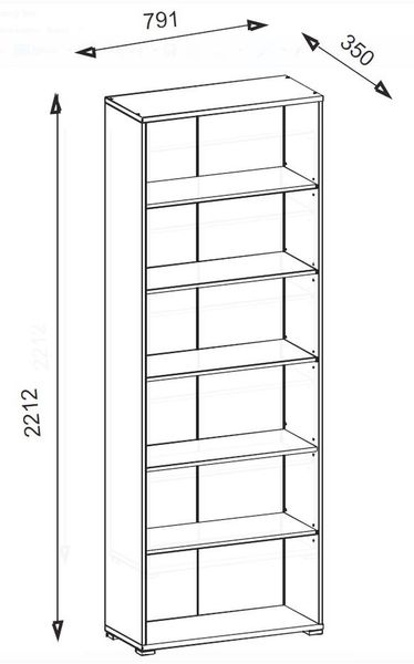 Aktenregal >Clermont< (BxHxT: 79,1x221,2x35 cm) in weiß - 79,1x221,2x35 (BxHxT) Bild 2