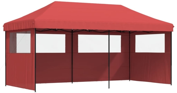 vidaXL Pop-Up Partyzelt, faltbar, mit 3 Seitenteilen, Stahl / PE, Burgunderrot, 315 x 580 x 292 cm