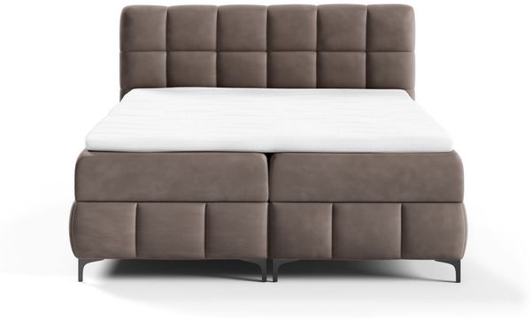 Boxspringbett Schlafzimmerbett SOPHIE 100x200cm Stoff Salvador Schokobraun Bild 2