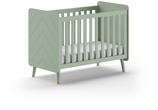 Babybett Kamillah 124x68x96 Gitterbett MDF Olive Grün