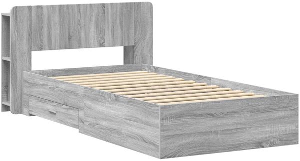 vidaXL Bettgestell mit Stauraum Grau Sonoma 75 x 190 cm Holzwerkstoff 3433698 Bild 2