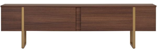 Modern TV Stand, Walnut & Gold, 180 x 50 x 30 cm | 100% Melamine Coated Particle Board, Thickness: 18 mm | Stylish & Functional Design for Living Room & Entertainment Spaces