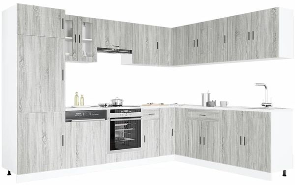 vidaXL 14-tlg. Küchenschrank-Set Porto Grau Sonoma Holzwerkstoff 3314997