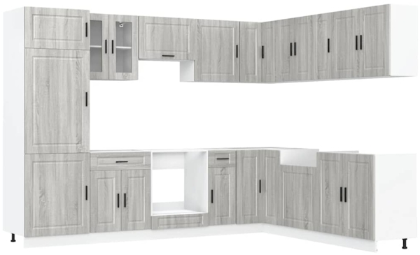 vidaXL 14-tlg. Küchenschrank-Set Porto Grau Sonoma Holzwerkstoff 3314997