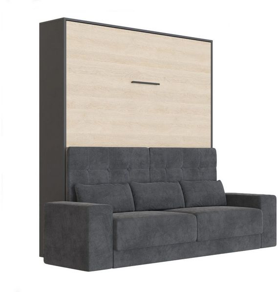 SMARTBett Schrankbett SMARTBett Schrankbett M1 140x200 Vertikal mit Sofa Anthrazit