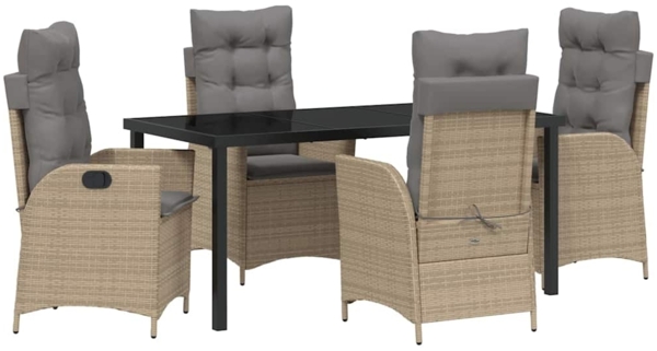 vidaXL Garten Essgruppe mit Kissen 5 pcs Beige Poly-Rattan 3380515
